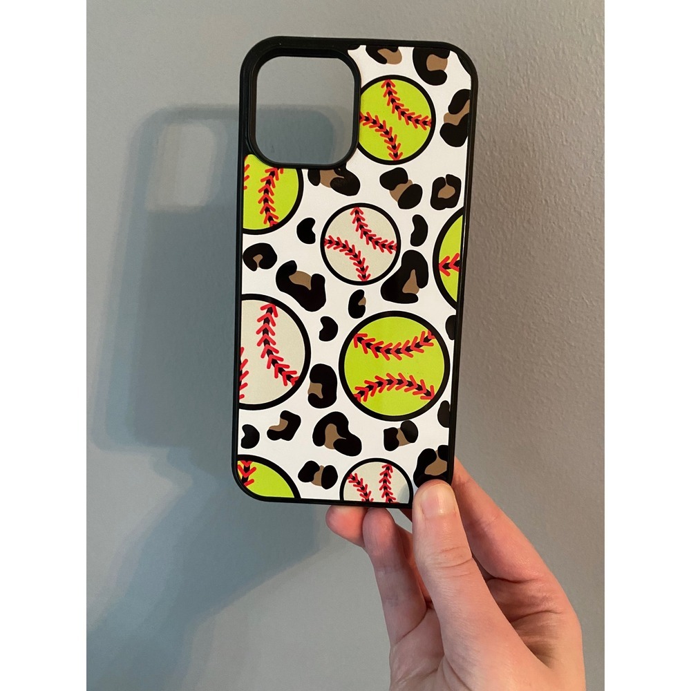 Phone Case iPhone 12 Pro Max Unisex OS White Leopard‎ Softball Baseball Sporty